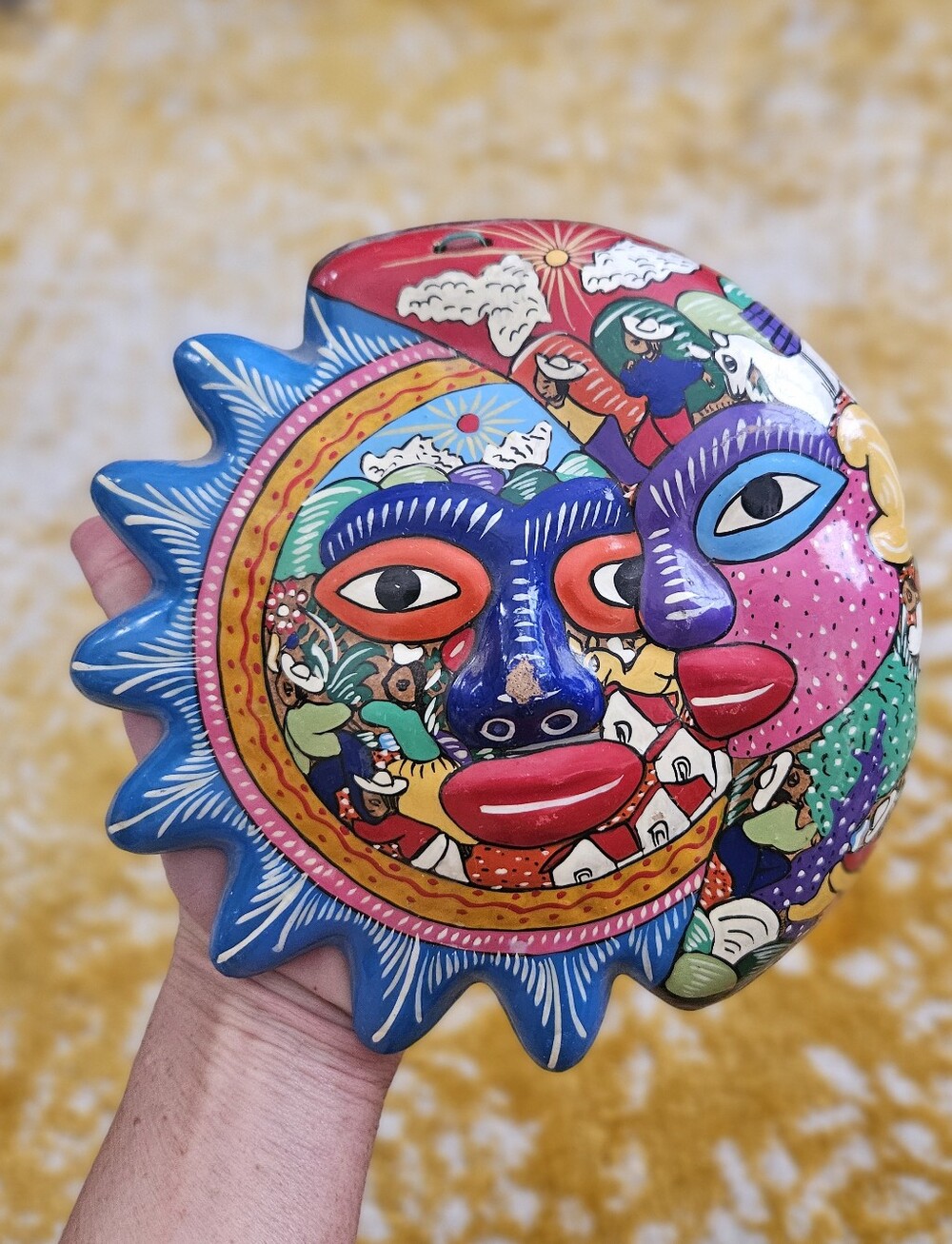 Vintage Mexico Folk Art Eclipse Star Moon Decor